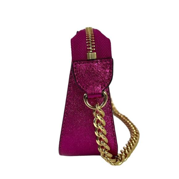 Michael Kors Jet Set Travel Metallic Hot Pink Gold Chain Pochette Bag Purse - Picture 6 of 16